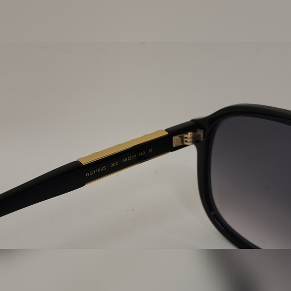 Gucci Women's Sunglasses Unisex GG1188S 002 Pilot Aviator Black Grey 58-17-140 - Picture 13 of 16